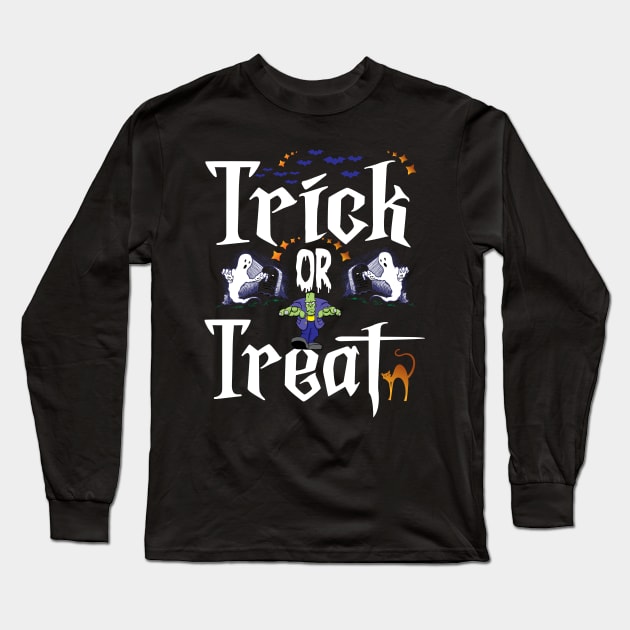 Funny Halloween Trick Or Treat Long Sleeve T-Shirt by Merch Manias